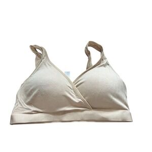 JOYSFUN Maternity Nursing Bra Beige Wrap Front Wirefree Comfort XL